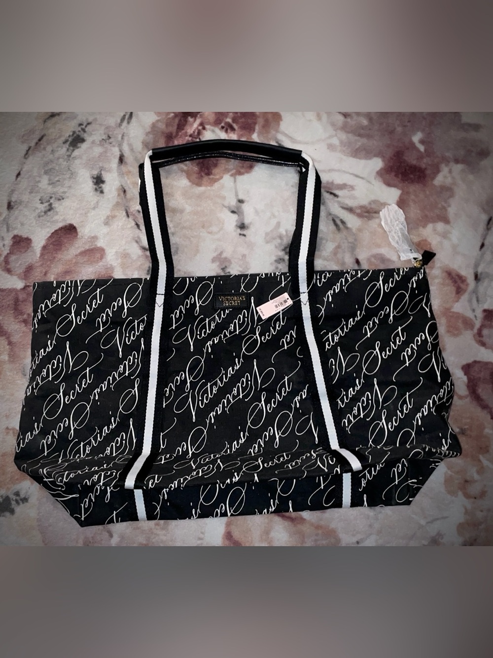 Victoria's Secret Black Script Tote Bag